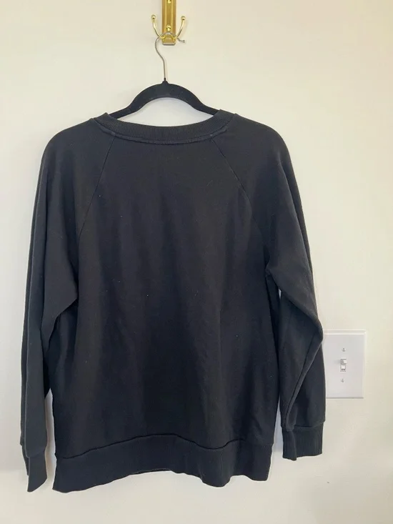 Colsie Black Crewneck Sweatshirt Cozy Basic Minimal Athleisure Lounge Top Size S - Picture 2 of 5